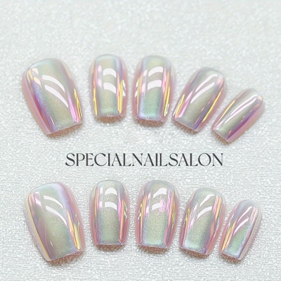 Cateye short nails (15 pcs + application kit)