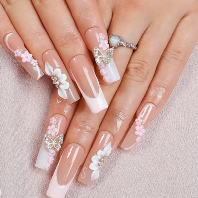 Long Floral Nails (24 pcs + application kit)