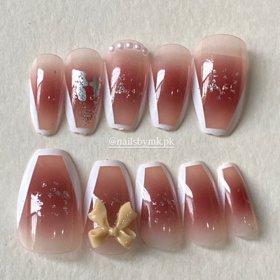 square french nails (15 pcs + application kit)