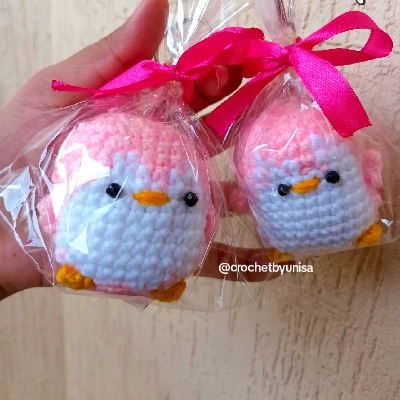 crochet penguin keychain