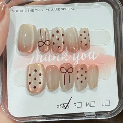 XS Polka Cateye nails (10 pcs + application kit)