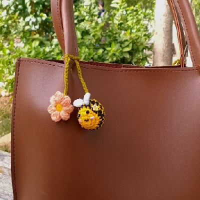 🧶 Crochet Honey Bee Charm – Handcrafted with Love 🐝