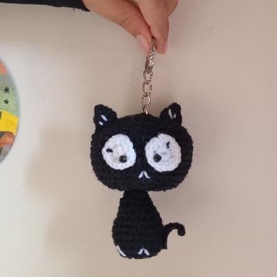 Crochet Black Cat Keychain