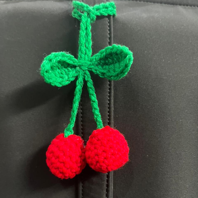 Crochet Cherry Keychain