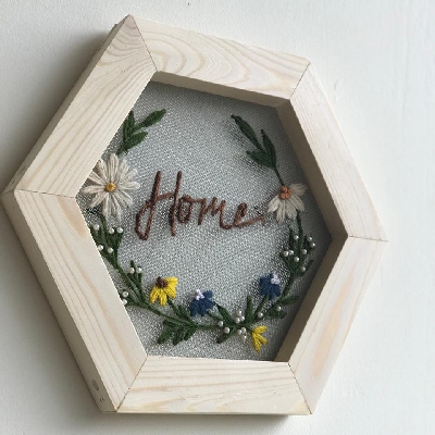 Home Hexagon wooden frame wall Hanging