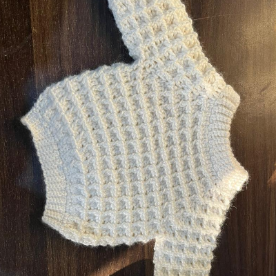 Crochet baby Waffle Sweater(0-3 months)